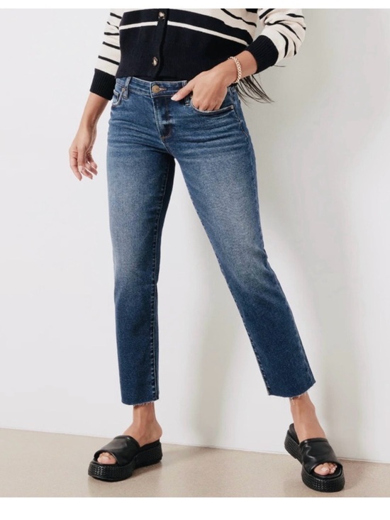 Evereve Denim - Evereve Mid Rise Straight Crop Jeans - Blue